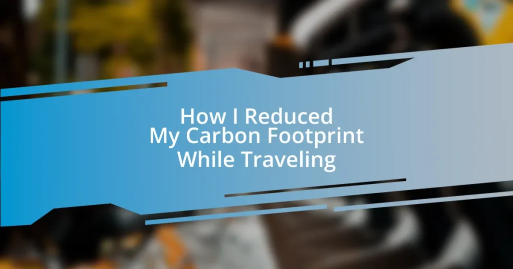 How I Reduced My Carbon Footprint While Traveling