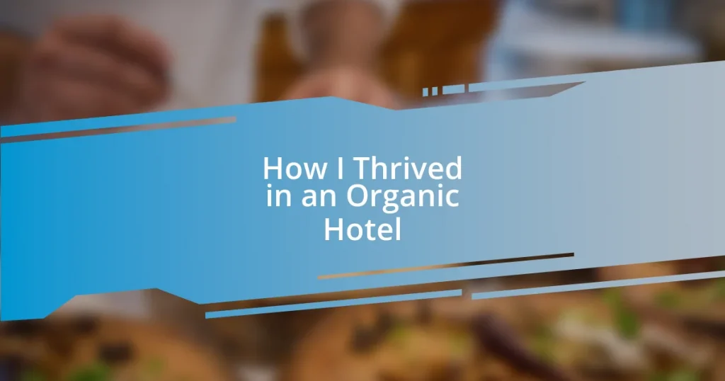 How I Thrived in an Organic Hotel