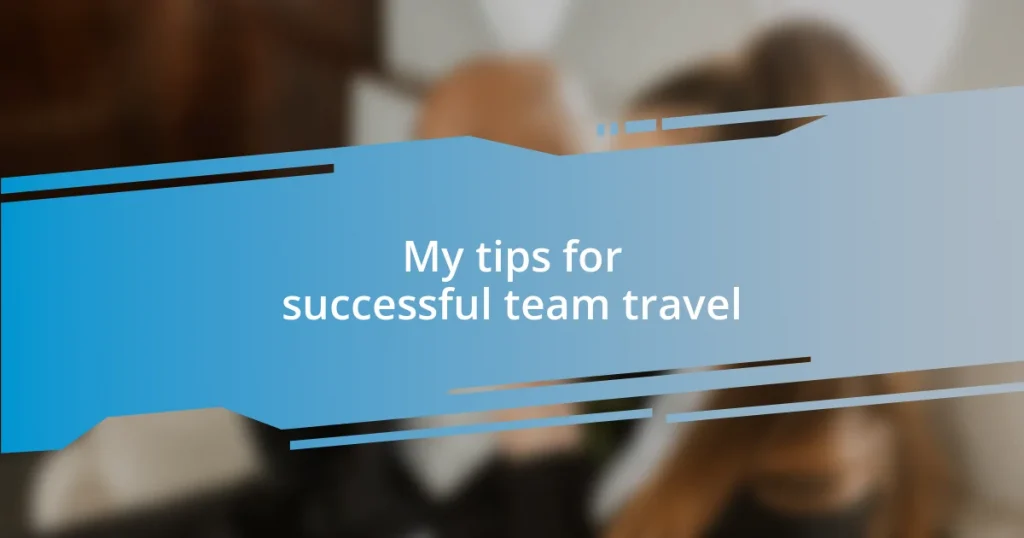 My tips for successful team travel